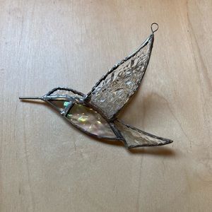 Vintage Iridescent Textured Glass Hummingbird